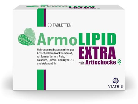 ArmoLIPID® EXTRA - Von der Nr. 1 Marke im Cholesterinmarkt° - Nahrungsergänzungsmittel mit Artischocken-Extrakt, rotem Hefereis, Folsäure, Chrom, Coenzym Q10 und Astaxanthin - 30 Tabletten