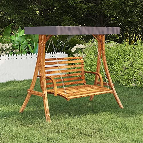 ZEYUAN Schaukelgestell mit Dach Anthrazit Bugholz mit Teak-Finish, Hollywoodschaukel Balkon, Schaukel, Gartenschaukel, Verandaschaukeln, Gartenschaukelstuhl, Schaukelbank Outdoor