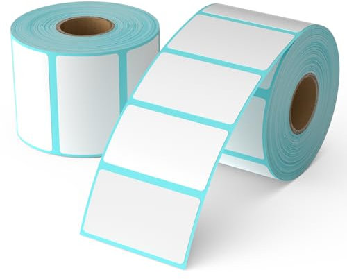 OausTect Thermodirekt-Etiketten, 5,7 x 3,2 cm, Barcode-Aufkleber, weiße Versandetiketten, selbstklebende Versand-Etiketten, kompatibel mit Rollo/Zebra Thermo-Etikettendrucker (2 Rollen, 1000