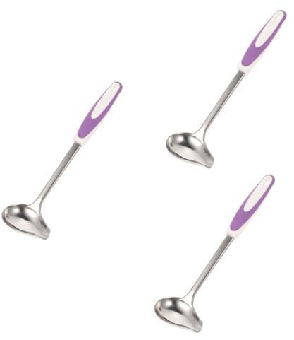 TOPBATHY 3St Löffel küchenmaschiene kochgeschirr the purg Suppenkelle aus Edelstahl Bootszubehör Soßenkelle Speiseölkelle Fett Kochutensilien Steaksoße Rostfreier Stahl Splitter Violett