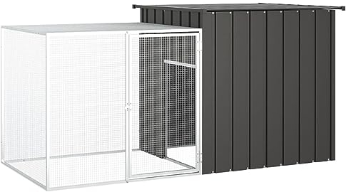 Chaduof Kaninchenkäfig Anthrazit 200x91x100 cm Verzinkter Stahl, Hamsterkäfig, Hasenkäfig, Kaninchenstall, Meerschweinchen Gehege, Meerschweinchen Käfig, Laufstall