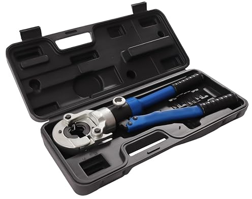 Profi Hydraulische Crimpzange 8-10T Hydraulische Presszange Crimpzange Kabelzange Kabelschuhe Zange für Kupferrohr, C-Stahlrohr und Edelstahlrohre mit 3 Sätzen der Crimpformen 16-28mm