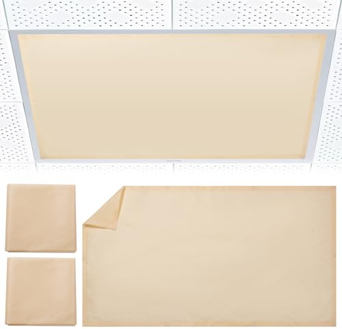 Torixqi Fluorescent Light Cover for Ceiling Lights, Classroom, Magnetic Filters for Office, Hospitals, Home, 4 x 20 Feet (Warm Yellow, 2 Pack)