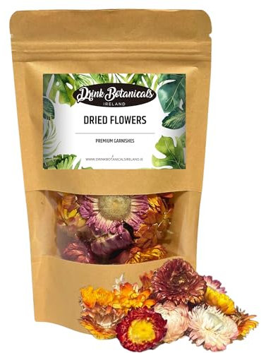 Food Grade Dried Mixed Flowers | 20+ Flowers | 100% Natural | Dried Flowers | Cocktail Toppers | For Garnishing Cocktails, Cake Decoration, Tea Infusions | 20 Grams, 0.7 oz | Drink Botanicals Ireland