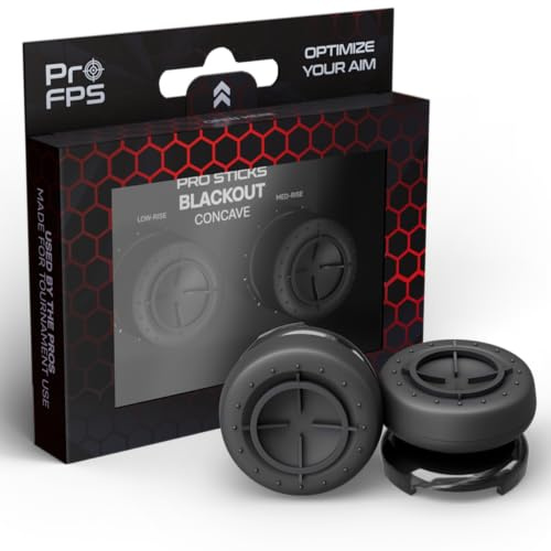 ProFPS Thumbsticks Aufsätze PS5 PS4 – Blackout Concave Set | 1x Low Rise, 1x Medium Rise konkav, rutschfestes Gummi, für Esports & längere Sessions