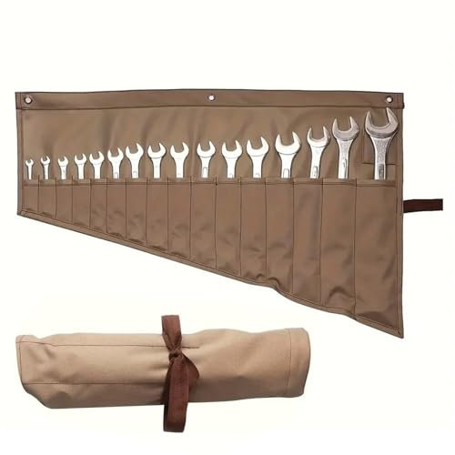 Zephylix Schraubenschlüssel-Roll-Organizer, 16 Taschen, Schraubenschlüssel, Rolltasche, Werkzeugtasche, Organizer, Werkzeugtasche, kleine Schraubenschlüssel, Zange, Werkzeugtasche für Handwerker,