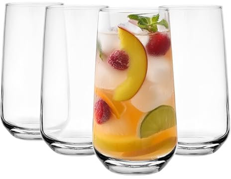Glasmark KROSNO 1992 Juego de vasos para beber, vasos largos, 4 unidades, 430 ml, vasos de agua, vasos de cóctel, vaso alto, apto para lavavajillas