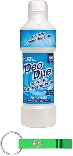6 x DEO DUE Ammorbidente Concentrato Fiori Azzurri, Ammorbidente Concentrato Fiori Blu, Ideale per tutti i Capi, 50 Lavaggi 1L + Portachiavi Beni Culinari in omaggio