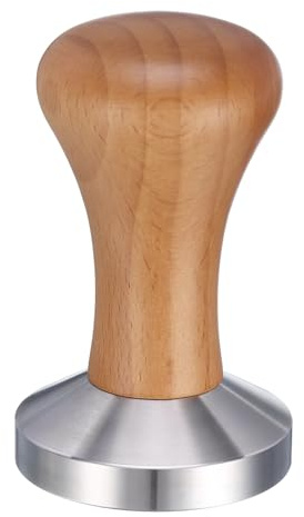 sourcing map 58mm Espresso Tamper, Stainless Steel Press Tool Tamper with Wooden Handle, Espresso Accessories for Baristas, Home, Shops, Cafe (Flat Base, Deep Wooden)