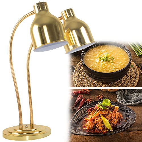 Lampada riscaldante per alimenti indipendente, lampada scaldavivande da banco, doppia lampadina da 500 W, lampada riscaldante per alimenti commerciale, curva a 360°, scaldavivande per buffet, ristor