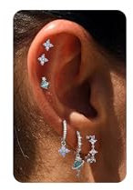 BodyBonita 6 Paar Ohrringe Silber 925 Stecker FüR Damen HäNgeohrringe Mit Knorpel Hypoallergene Ohrstecker Mit FüR Verschiedene Piercings