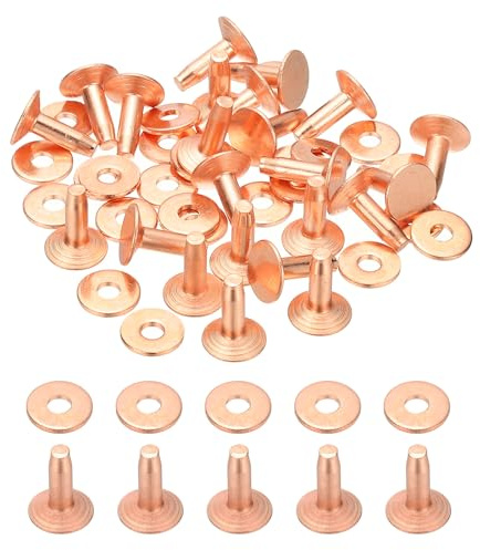 PATIKIL 9x3.3x10mm Rivets Et Burrs En Cuir, 24 Ensembles De Rivets Et Rondelles En Cuur Pour Fixation Métallique, Pour Artisanat En Cuir, Ceintures, Portefeuilles, Colliers, DIY