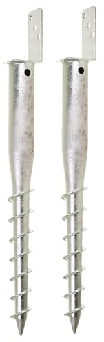 Aqbau® Lot de 2 supports de poteau en L pour poteaux en bois carré à visser, douille à visser, douille à visser, douilles de sol à visser, douille de sol à visser, douille de sol à visser, ancrage au