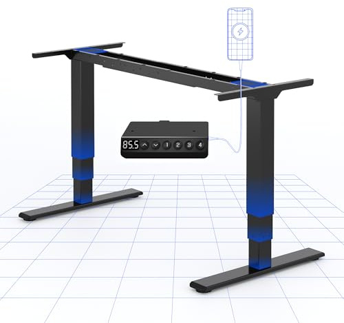 FLEXISPOT Höhenverstellbarer Schreibtisch Gestell mit Dual-Motor | 3-stufige Säulen für 60–125 cm Höhenverstellung, flexibles Tischgestell für Sitz-Steh-Arbeitsplätze mit USB-Port (Schwarz)