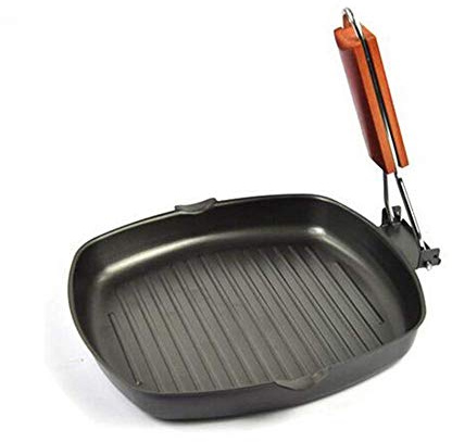 JYBNBBE Sartenes de inducción de Hierro Fundido antiadherentes con Fondo Plegable y Mango de Acero Inoxidable a Rayas, Multiusos para cocinas domésticas y restaurantes.