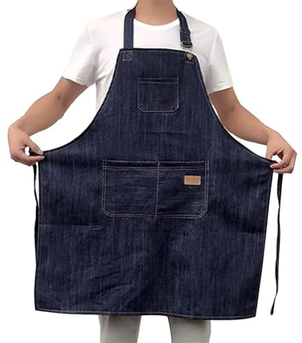 SynapSYA Grembiule Per Utensili Grembiule in denim con girovita regolabile, comoda tasca frontale, pieghevole, morbida, resistente all'usura, for la cucina domestica