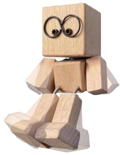 Schüttelkampfmann Figu Armaturenbrettdekoration Schüttelnde Holzfigur Eines Mannes Wackelnde Holzfiguren - Wackelfüße Holzpuppe Figur Aus Holz | Schreibtischdekoration (3.15x1.97 Zoll) Ornament
