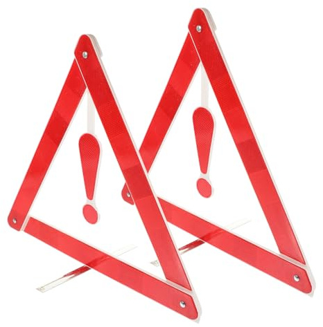 MUELODSIC 2 Piezas Kit de Triángulos de Seguridad Vial Plegables Alta Resistencia Viento Portátil para Emergencia Coche y Vehículos