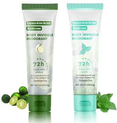 2 Stück Antitranspirant Gel Starkes Schwitzen, Antitranspirant für Gesicht, Hände und Füße, Anti Schweiß Body Deodorant Cream 72 Hours, Schutz gegen starkes Schwitzen & Geruch (Clementine+Minze)