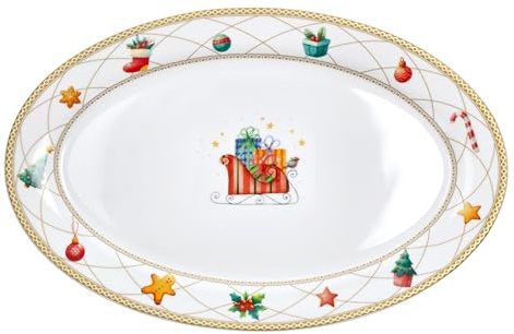 Tognana, Ovale Piano 26,5 x 25 cm Christmas Fairy Tale, Porcellana, Multicolor