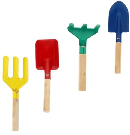 Supvox 4stücke Junge Mädchen Garten Pflanzen Werkzeuge Mit Gabel Schaufel Rake Für Spielen Und Erde Auflockern Aus Echtem Metall Und Hartholzgriff Für Umpflanzen Und Mehr