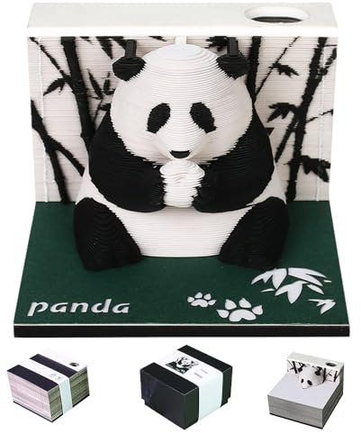 Mineup Calendrier 3D 2026, Notes Autocollantes Créatives, Sculpture Panda, Calendrier de Bureau Créatif et Porte-Stylo, Calendrieres de Bureau 365 Jours pour Écoration De Maison, École, Noël