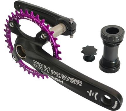 CDHPOWER Mountain Bike Crankset, Purple/Black, 104 BCD 34T 170MM