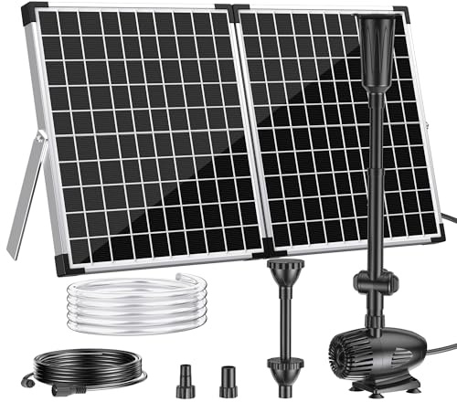 Biling 50W 2100l/h Solar Springbrunnen für Außen Teiche bis 4000L, 4 Düsen