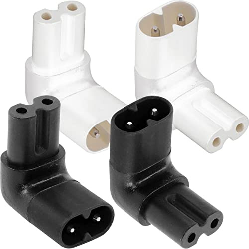 HAAMNING7 IEC C8 a C7 2 pin ad angolo retto 90 gradi verso il basso Adattatore di prolunga alimentazione maschio femmina per TV, connettore IEC320 CA 250 V 2,5 A per stampante, 4 pezzi