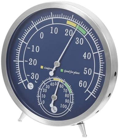 VICASKY Thermomètre Hygromètre Intérieur de Précision en Acier Inoxydable, pour Maison, à Poser Fixer au Mur, Lecture Facile