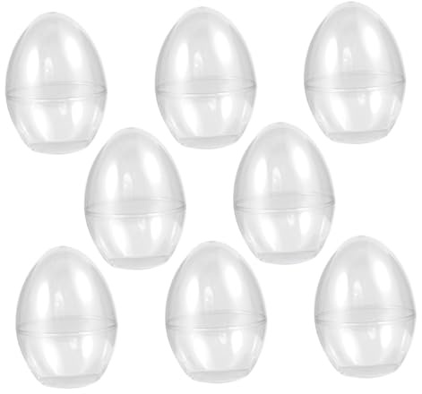 TOGEVAL 8pcs Party Favor Box Fillable Plastic Ornament Easter Eggs for Crafts Home Decor Empty Eggs to Paint and Hang for Spring Holiday Party
