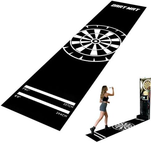 Dart golvmatta – kastlinje guide markering, antislip grepp bassystem, stötabsorberande skyddande, lätt bärbar design | används för sportklubb spelrum kontor och källare dartträning