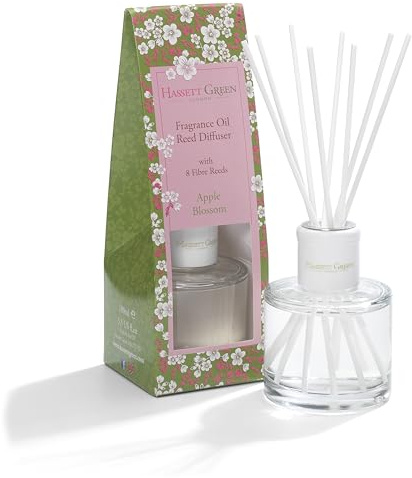 Hassett Green London - Apple Blossom - Fragrance Oil Reed Diffuser - 100ml Glass Bottle with 8 Fibre Reeds