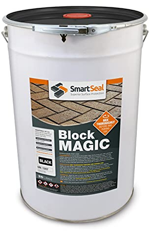 Smartseal ‘Block Magic' – A Re-Colouring Block Paving Sealer. Superior to a Concrete Paint - Transform Old Block Paved Drives or Patios - Easy to Apply (Black, 25 Litre)