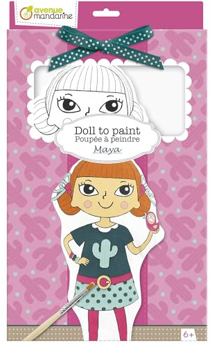 MY MANDARINE PP029C - Kreativbox / Malset, Puppe zum Bemalen, ab 6 Jahren, Maya, 1 Box