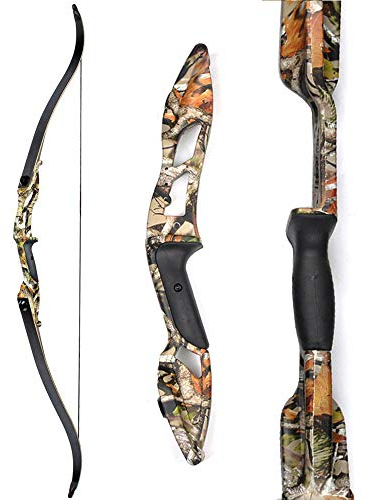 SHARROW 30-50lbs Bogenschießen Jagd Takedown Recurve Bogen 56 Zoll Jagdbogen Erwachsene Bogen Aluminiumlegierung Riser Rechte Hand (Camo, 40lbs)