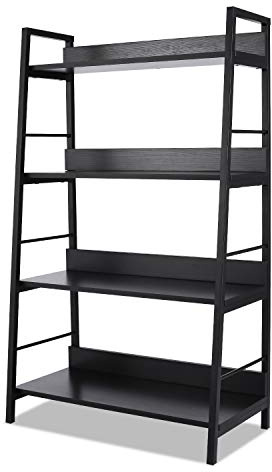 Himimi 4 tier Ladder Bookcase, Industrial Bookshelf, Plant Flower Stand Rack Book Rack Storage Shelves for Home Office Decor 70 x 35 x 117 cm
