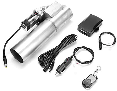 Valvola Bypass Scarico,Scarico elettrico Downpipe 2,5 pollici in acciaio inossidabile controllo elettrico valvola di scarico tubo di scarico ritaglio valvola di esclusione kit di controllo remoto