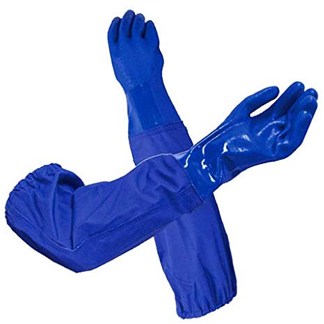 Backbayia Gummi Schutzhandschuhe Langarm Arbeitshandschuhe Handschuhe für Gartenarbeit (M)