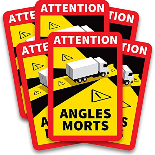 Aufkleber Attention Angles Morts für LKW und Wohnwagen - 3 bis 48 Stück - 8 JAHRE GARANTIE - Hinweiszeichen, Schild Hinweisschild Frankreich - Premium-Qualität - UV-Schutz - Toten Winkel