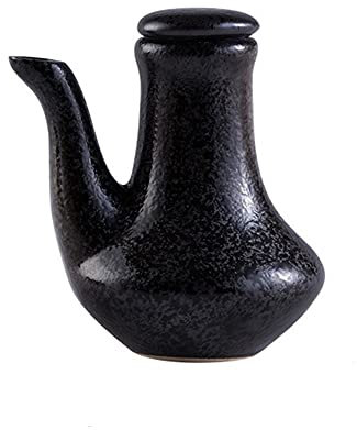 Bouteille Céramique Huilier et vinaigrier Bouchon céramique Distributeur d'olive d'huile de Stockage Bouteille D'huile Buse d'huile Huilier Avec couverture Anti-Fuite Cuisine/Small/Black