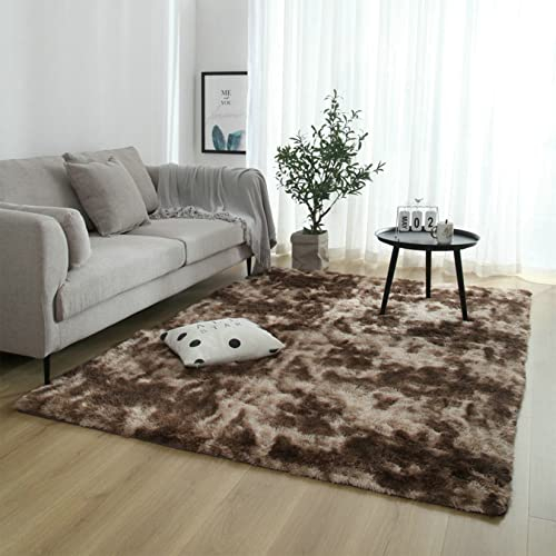 LIUWEIE Teppich Wohnzimmer 200x220cm Flauschige Teppiche Teppiche Modern Hochflor Langflor Teppiche fürs Wohnzimmer, Schlafzimmer, Esszimmer oder Kinderzimmer, Braun