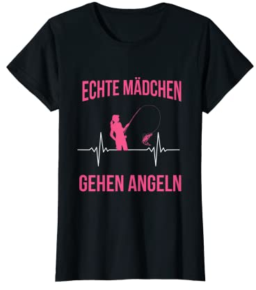 Echte Mädchen Gehen Angeln Herzschlag T-Shirt