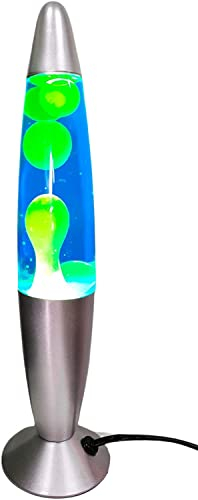 ROCKING GIFTS Lampada da Tavolo Lava 35 cm Blu-Verde con Interruttore, Include Lampadina E14, lampade al Plasma, Magma, Medusa dei Colori