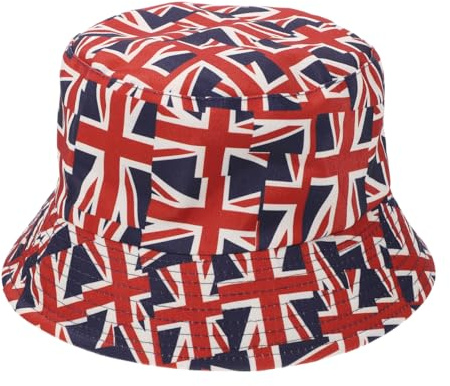 GALPADA Union-Jack-Hut Britischer Sonnenhut Mütze Mit Union-Jack-Flagge Fischerhut -Kappe Frau Sonnenhut Britische Patriotische Mütze Hüte Damen Kleid Sonnenschutz Baumwolle Rot