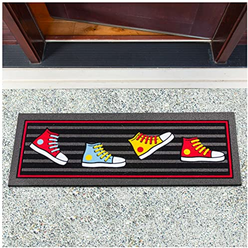 ANRO Schmutzfangmatte Fußmatte Schuhabstreifer Türmatte Schuhmatte Gummi Fußabtreter rutschfest für außen, innen, Eingangsbereich Sneaker 25x68cm