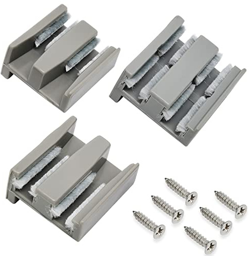 Guide de bas de porte de douche coulissante avec peluche grise, 8 mm, plastique, gris, pour verre coulissant sans cadre (1 lot, gauche/milieu/droite)