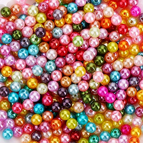 Prasacco 500 Stück Bastelperlen, 8 mm Acrylperlen mit Loch Runde Bunte Undurchsichtig Perlen Auffädeln für DIY Schmuckherstellung, Armbänder, Halsketten, Kleidung, Basteln (10 Farben)