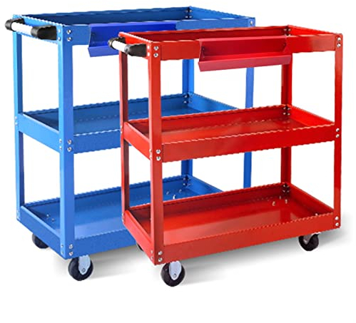 DOLUNTO 1pc Fabrik Ganzer DREI-Schicht-Hand-Push-Werkzeugwagen, Ersatzteilewagen, mobiler Wagen-Toolbox, kombinierter Auto-Reparatur-Werkzeugschrank (Color : Blue)