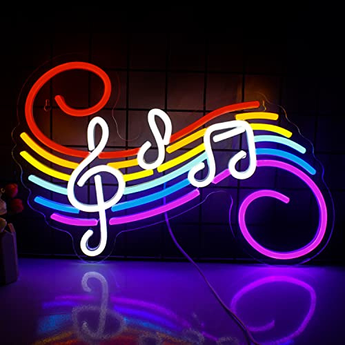 Note de musique Neon Sign LED Neon Light pour décoration murale Signe de note de musique avec alimentation USB pour bar, soirée musicale, discothèque, studio, cadeau